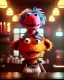 Placeholder: Pub, hybrid character, waitress woman with monster muppet mask that covers her entire head, retro style, Sesame Street style, smooth, unreal engine 5, god lights, ray tracing, RTX, lumen lighting, ultra detail, volumetric lighting, 3d.