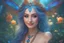 Placeholder: Very beautiful smiling middle east woman, (full body), glitter blue fairy, in cosmic galactic ambiance, very long blue hair, very big transparent opal wings, blue eyes, beautiful jewellry with crystals, magical forest with bright flowers, soft light atmosphere, light effect，vaporwave colorful, concept art, smooth, extremely sharp detail, finely tuned detail, perfect blue eyes, round pupil, cinematic smooth, intricate detail, futuristic style ultra high definition, 8 k, unreal engine 5, ultra sha