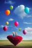 Placeholder: Carry a little girl home my trusted balloons, colorful, surrealism