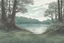 Placeholder: Lake, forest, tree, overgrown apocalyptic, comic book, cinematic, far,