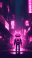 Placeholder: little_boy,Cyberpunk, Street, Meca, Pink, Neon, City, Pink Robot, Dramatic Lights,masterpiece, high quality, 4k