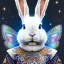 Placeholder: white platinum rabbit with blue third aye and butterfly wings, aboriginal, dot painting, indiginous, dot, mud, dream-time, abstract, dots, natural pigment, extremely sharp detail, finely tuned detail, ultra high definition, 8 k, unreal engine 5, ultra sharp focus, art germ and Paul Lewin and Kehinde Wiley