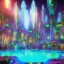 Placeholder: turquoise neon pool water sparkling at night in the dark detailed realistic glowing