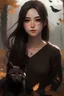 Placeholder: Farada is a who love animals and nature she love set alone away from people with dark brown hair and brown eyes 165 high and around 70 kg weight with black clothes