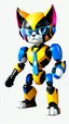 Placeholder: (robotic cat humanoid form inspired wolverine,logo on tie , wolverine armour full body ,: 1.3), ((blind box toy style:1.3)), (full body shot), a cute transparent robot cat, Transparent Mech, Exquisite Helmet cat :1.2, Glasses:1.2, Cyberpunk, dreamy glow , bright neon lights, clean, white background, (global illumination, ray traching, HDR, unrealistic render, reasonable design, high detail, master part, best quality, hyper HD, cinematic lighting)