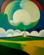 Placeholder: A white baseball field in the clouds designed in Maori sculptures painted by Alexej von Jawlensky
