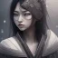 Placeholder: only wonderfull japanese woman, black hair, detailed pattern, pattern, template, prototype, weaving 4k, realistic, village, fog, reain