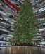 Placeholder: Christmas tree inside futuristic cyberpunk facility