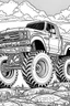Placeholder: "a monster truck soaring towards the finish line", coloring page for kids, clean line art, simple detailed, no background, white, black, ((((( simple detailed ))))), coloring book, cartoon style, free lines