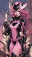 Placeholder: A close picture to Mix between gwenpool and symbiote, intricate details, highly detailedin in solo leveling shadow art style