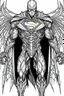 Placeholder: Facing front mechanical cyborg l Superman straddle wings detailed, intricate, mechanical, gears cogs cables wires circuits, gold silver chrome copper