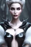 Placeholder: Constance Langdon as evil queen in black leather, busty, cleavage, angry, stern look. character design by fenghua zhong. unreal engine 5, artistic lighting, highly detailed, photorealistic, fantasy