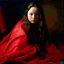 Placeholder: Devon aoki, grunge, in a red blanket, autochrome, baroque, studio