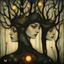 Placeholder: The faces you see in a spring forest... Modifiers: ethereal acrylic art abstract surreal Arthur Rackham Art Nouveau celestial Didier Lourenço Catrin Welz-Stein warm light fractured debeh
