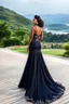 Placeholder: very beautiful lady wearing pretty maxi flared dress