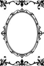 Placeholder: silhouette of a thick ornamental oval picture frame, black on white vector