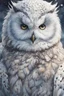 Placeholder: oil with watercolor underpainting of a graphic novel style wizened Snowy Owl girl with highly detailed feathers and facial features , with a fine art aesthetic, highly detailed , realistic , 4k UHD cinegraphic quality