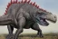 Placeholder: Photorealist painting of dinosaur with a mohawk