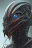 Placeholder: evil predator with crown, alien, brutal face, tron, head, burn eyes, 8k, finely detailed, dark light, photo realistic, hr giger, cyberpunk