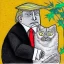 Placeholder: trump with cat by outsider artist