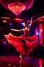 Placeholder: a beautiful spanish dancer dancing in luxury night club with dynamic lights