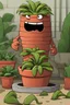 Placeholder: Cartoon rubberhose boss plant in a pot