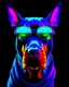 Placeholder: Doberman dog with futuristic science fiction glasses contrasting colors 8k artwork