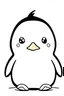 Placeholder: kawaii coloring page style, B&W, simple outline of a penguin cute and simple, white background 4k, no shading