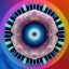 Placeholder: circular sticker on white background, psychedelic multicolor eyes, Optical Illusion, gradients multicolor, intricated Pattern, HD, 3D , Unreal engine, solids, highly detailed, vibrant color, octane render, centered