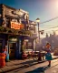 Placeholder: Pub scene, hybrid character, waitress sexy British woman with monster muppet mask that covers her entire head, Sesame Street style, retro style, short shirt, tray, beer, old school tattoo, hot, smooth, unreal engine 5, god lights, ray tracing, RTX, lumen lighting, ultra detail, volumetric lighting, 3d.