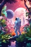 Placeholder: (((close midshot))), (((low poly art:2))), (astronaut), ultra-detailed illustration of an environment on a dangerous:1.2 exotic planet with plants and wild (animals:1.5), (vast open world), astronomer inspired, highest quality, no lines, no outlines candid photography.