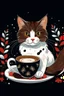 Placeholder: Christmas cat calico and coffee graphic