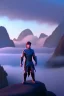 Placeholder: dark elf man, lord of the rings, forest, sunset, mystic, fog render unreal, cave exit, mountain,