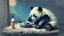 Placeholder: Panda eating chinesse paint art