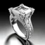 Placeholder: elegant vintage ring for 4ct emerald cut diamond with some side diamonds