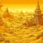 Placeholder: A yellowish orange colored desert with mysterious ruins designed in Mehndi design painted by Katsushika Hokusai