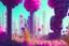 Placeholder: city, flowers, trees, sunny day, spring, sci-fi, cyberpunk influence