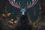 Placeholder: Shadow symbiote in 8k realistic anime drawing style, neon crystal antlers deer, human model, close picture, Deer them, intricate details, highly detailed, high details, detailed portrait, masterpiece,ultra detailed, ultra quality