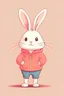 Placeholder: Cute pink rabbit standing on two legs and wearing human clothes