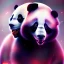 Placeholder: A beautiful portrait of a cyborg panda natural color scheme, high key lighting, volumetric light high details psychedelic background