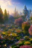 Placeholder: landscape, city of the elves, rose, gold, very blue sky, crystal domes, glistening oiled shiny, intricate, Exquisite details and textures, highly detailed, digital painting, artstation, concept art, sharp focus, nature background, illustration, 8k, by stability ai, nvidia