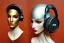 Placeholder: Photographic. Technological utopia. Machine, creamy fake skin, old-camera-eyes. 3D-tiling on the adaptive background. Lightly armored. Bio-punk full-mask. Lay figure woman is Surreal. Haute Couture 1990's. Light from right. Colors are silver, black, terracotta. Old AKG headphones, golden rings & disc. Logo. Thick tights. Thick calves. Curved fell. Wide hip. Tron Movie. Countermove. No hairs! The Matrix clothes made of lamb wool. Daft Punk. Biological revolution. Logo. Upcycling.