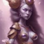 Placeholder: sango fantasy, fantasy magic, intricate, sharp focus, illustration, highly detailed, digital painting, concept art, matte, artgerm and paul lewin and kehinde wiley, masterpiece sexy lips Asian lady body Papu New Guina purple silver space lady space blood moon sun galaxy