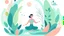 Placeholder: Create a serene and playful illustration for a yoga and well-being website. Use a soothing color palette and depict a tranquil yoga scene with a yogi in several yoga poses surrounded by nature.