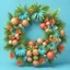 Placeholder: 3D illustration of Hawaii wreath of decorations with small coconuts and a cute cocktail umbrellas a light blue background, illustration, smooth 3d digital art, exquisite thee-dimensional rendering, 4K, blender, c4d, octane render , disney style 3d light, Zbrush sculpt, concept art, Zbrush high detail, pinterest Creature Zbrush HD sculpt, neutral lighting, 8k detail