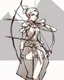 Placeholder: Girl Archer concept art, full body, sketch, coll style, bow