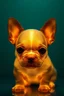 Placeholder: A transparent, hollow, glowing, a baby dog , cinematic photo , 8k, high resolution for a big head in dark green