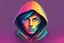 Placeholder: The logo of an app that has the face of a person in colorful hood