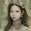 Placeholder: smooth hyper realistic, beautiful smiled Japanese goddess in crown, pale colors, dark cosmos background, cat еye, extremely sharp detail, finely tuned detail, ultra high definition, 8 k, unreal engine 5, ultra sharp focus, accurate sword wings, positive smile, lot of details, fit within portrait, Ambiance winter, perfect composition, perfect hair, perfect hands, finger up gestures