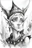 Placeholder: Watercolor black and white elf